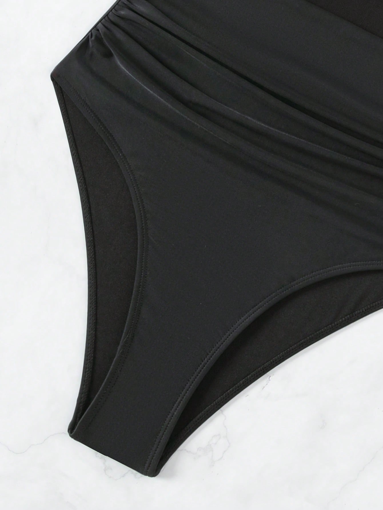 Swim Basics Summer Beach One Piece Mesh Contrast Swimsuit
